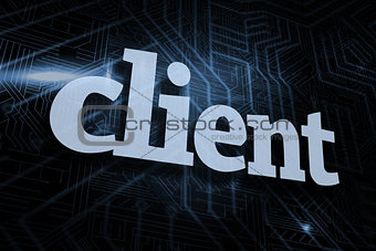 Client against futuristic black and blue background
