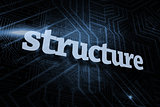 Structure against futuristic black and blue background