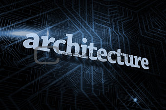 Architecture against futuristic black and blue background
