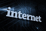 Internet against futuristic black and blue background