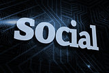 Social against futuristic black and blue background