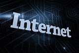 Internet against futuristic black and blue background