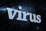 Virus against futuristic black and blue background