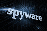 Spyware against futuristic black and blue background