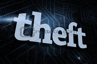Theft against futuristic black and blue background