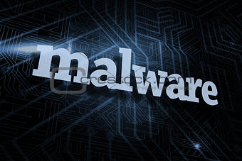 Malware against futuristic black and blue background