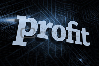 Profit against futuristic black and blue background