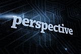 Perspective against futuristic black and blue background