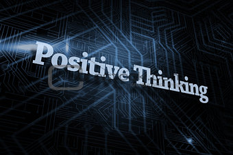 Positive thinking against futuristic black and blue background