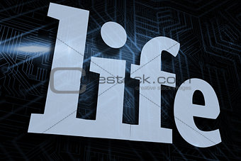 Life against futuristic black and blue background