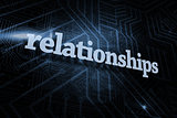 Relationships against futuristic black and blue background