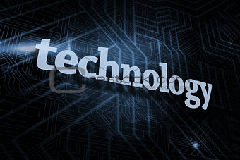 Technology against futuristic black and blue background