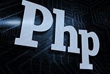 Php against futuristic black and blue background