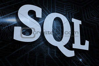 Sql against futuristic black and blue background