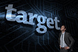 Target against futuristic black and blue background