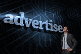 Advertise against futuristic black and blue background