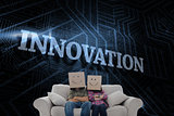 Innovation against futuristic black and blue background