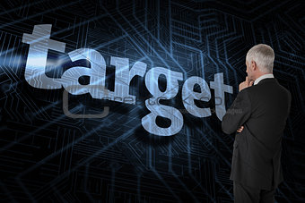 Target against futuristic black and blue background