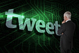 Tweet against green and black circuit board