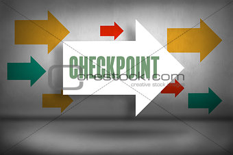 Checkpoint against arrows pointing