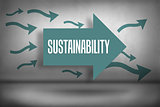 Sustainability against arrows pointing