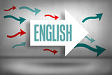 English against arrows pointing