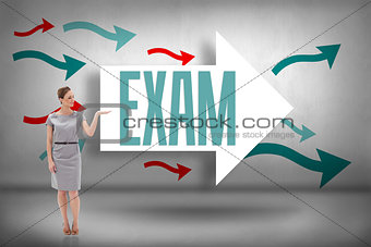 Exam against arrows pointing