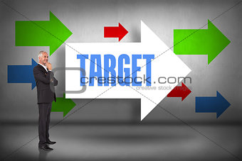 Target against arrows pointing