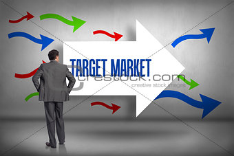 Target market against arrows pointing