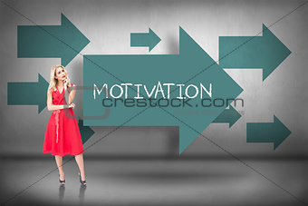 Motivation against blue arrows pointing