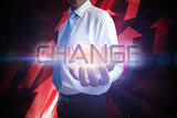 Businessman presenting the word change