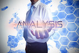 Businessman presenting the word analysis