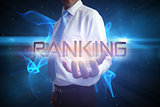 Businessman presenting the word ranking