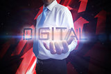 Businessman presenting the word digital