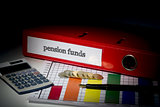 Pension funds on red business binder