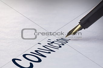 Fountain pen writing Conviction