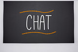 Chat written on big blackboard
