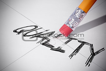 Pencil erasing the word Quality