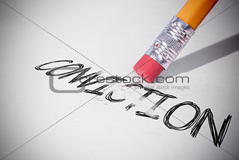 Pencil erasing the word Conviction