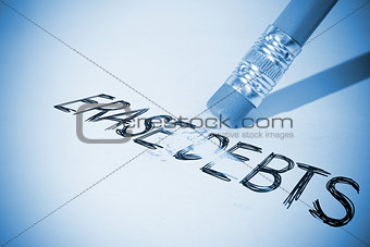 Pencil erasing the word Erase debts