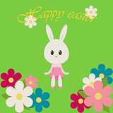 easter illustration bunny and flowers