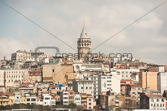 Cityscape over istanbul with galata tower