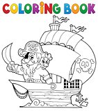 Coloring book ship with pirate 1