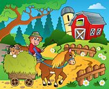 Farm theme with red barn 8
