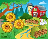 Farm theme with sunflowers