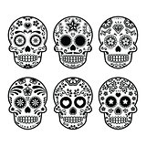 Mexican sugar skull, Dia de los Muertos icons set