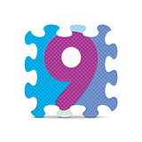 Vector number 9 written with alphabet puzzle
