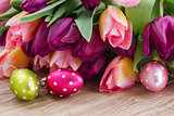 bouquet of tulips with eggs