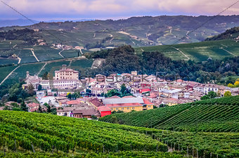 Scenic view of Barolo village in Italy