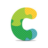Vector letter C written with alphabet puzzle
